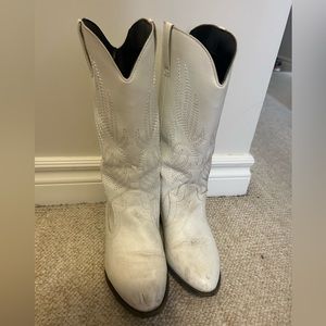 White vegan cowboy boots